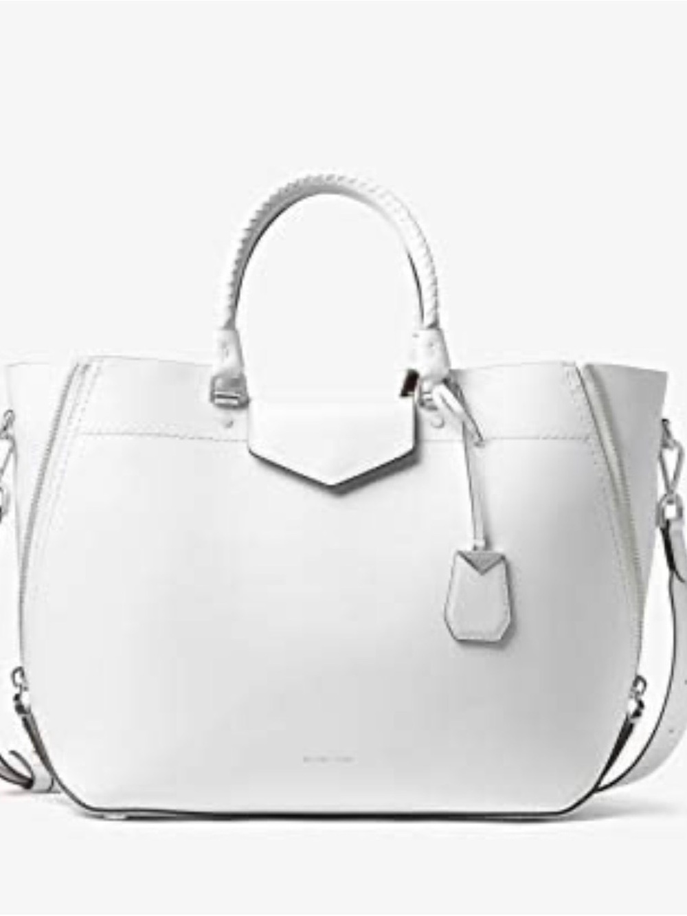NWT Michael Kors Blakely Optic White Large Leather Tote Crossbody Bag